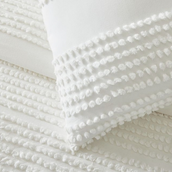 ❤️B2G1 FREE West Elm Candlewick Duvet Cover, Color White, Size Twin - Picture 3 of 15